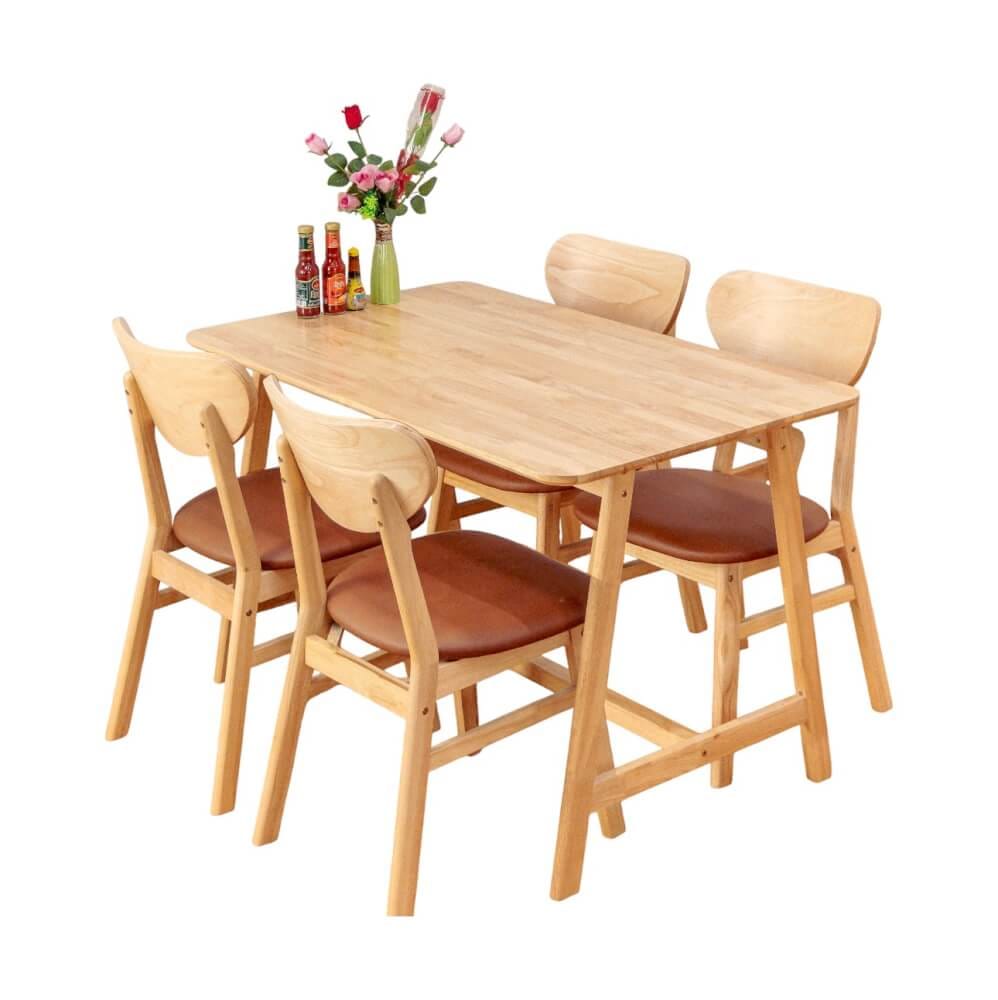 โต๊ะทานอาหารไม้ยางพารา EVERGREEN FURNITURE MDT 120X74X74ซม. สีน้ำตาลธรรมชาติ_2